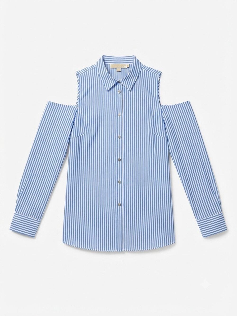 MICHAEL Michael Kors Blue White Striped Cold Shoulder Blouse Shirt Women's Mediu